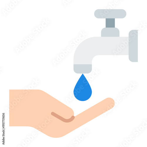 Wudhu Flat icon. Ablution symbol. Muslim purification ritual Flat icon