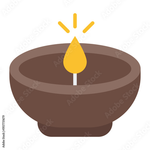 Oil lamp Flat icon. Traditional Ramadan light symbol. Islamic festival decoration Flat icon