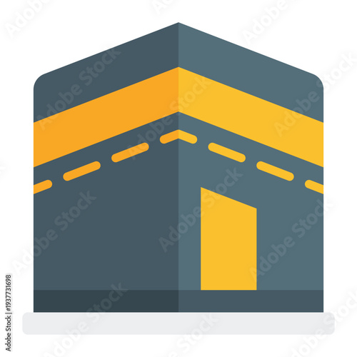 Kaaba Flat icon. Holy mosque symbol. Islamic pilgrimage and prayer Flat icon