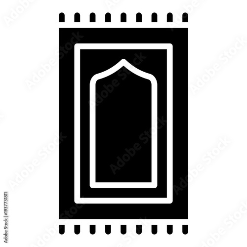 Sajadah glyph icon. Prayer mat symbol. Muslim worship equipment glyph icon
