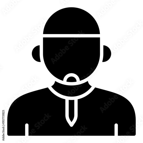 Muslim glyph icon. Islamic believer symbol. Ramadan religious identity glyph icon