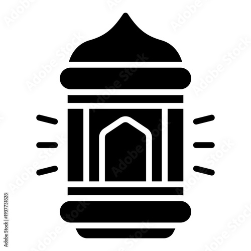 Lantern glyph icon. Ramadan lantern symbol. Islamic festival decoration glyph icon