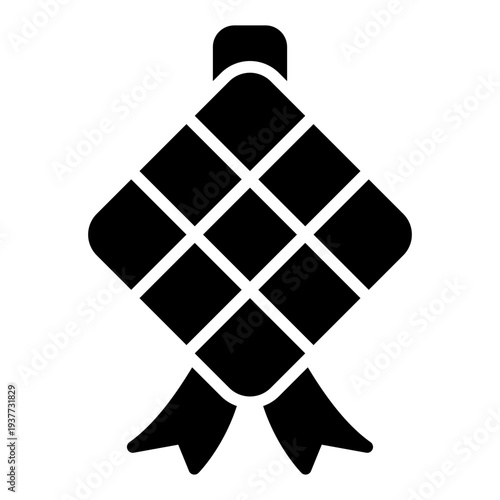 Ketupat glyph icon. Traditional festive food symbol. Ramadan and Eid celebration glyph icon