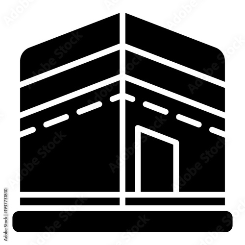 Kaaba glyph icon. Holy mosque symbol. Islamic pilgrimage and prayer glyph icon