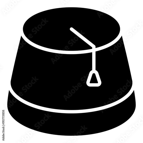 Fez glyph icon. Traditional Muslim hat symbol. Islamic culture clothing glyph icon
