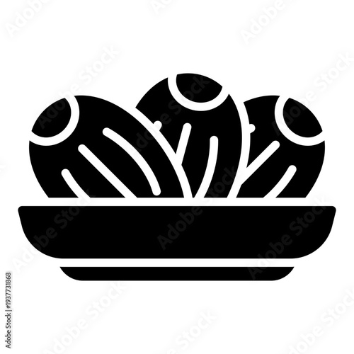 Dates glyph icon. Iftar fruit symbol. Ramadan fasting food glyph icon