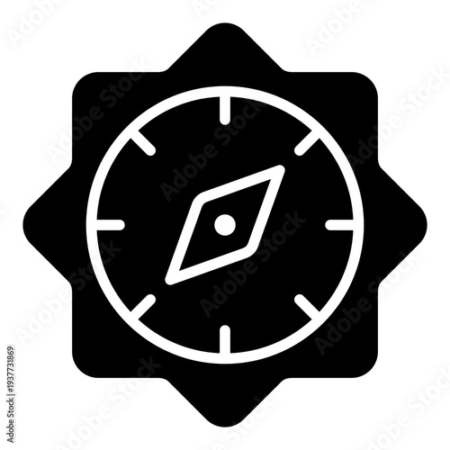 Compass glyph icon. Qibla direction symbol. Muslim prayer navigation glyph icon