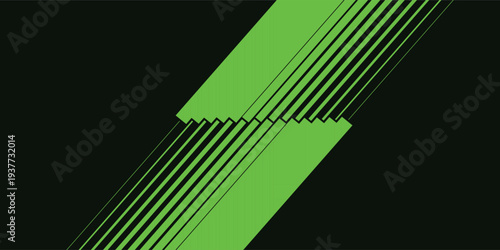 Dynamic Green Abstract Lines on Dark Background.