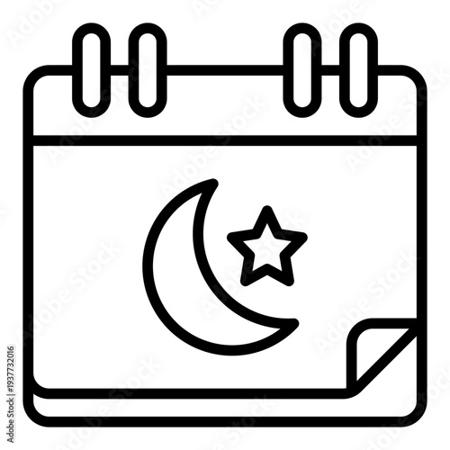 Calendar Line icon. Islamic calendar symbol. Ramadan and Hijri date schedule Line icon