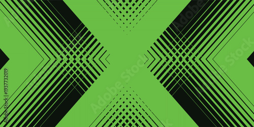 Abstract green and black geometric pattern with dynamic lines.