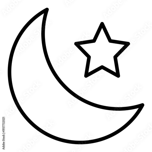Crescent moon Line icon. Islamic moon symbol. Ramadan and Muslim holiday Line icon