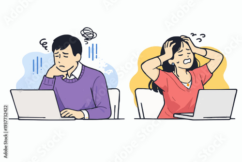 People with computers stress
