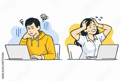 People with computers stress