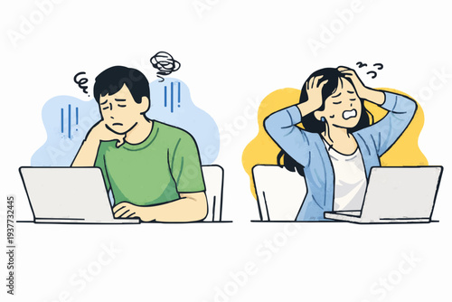People with computers stress
