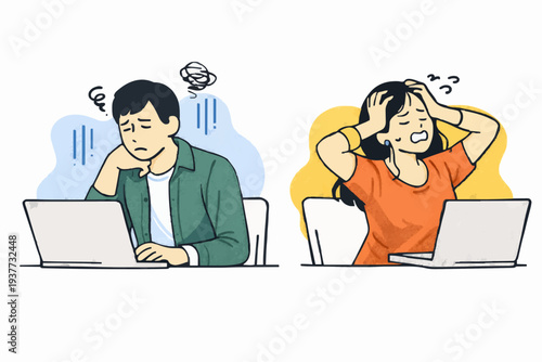 People with computers stress