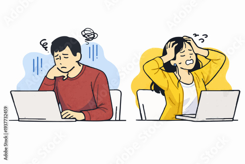 People with computers stress