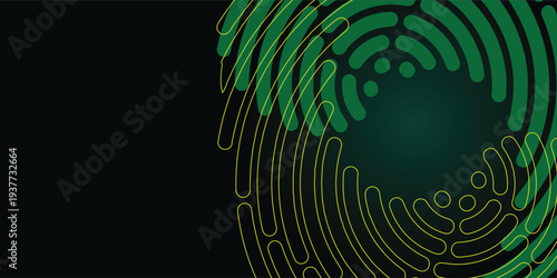 Abstract Green Fingerprint Pattern on Dark Background.