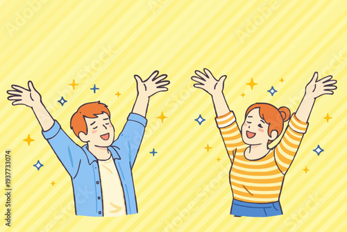 Happy People Raising Hands