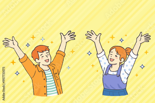 Happy People Raising Hands