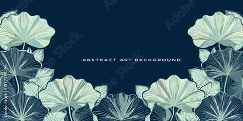 Elegant floral arrangement with ginkgo leaves on a dark teal background