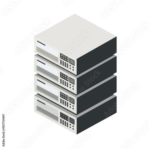 Isometric Stack of Servers Representing Data Center Infrastructure.