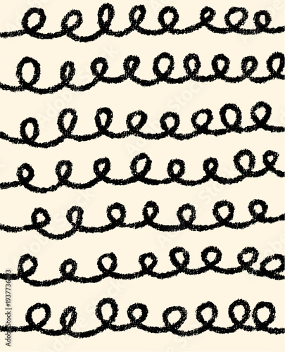Hand-drawn Curly Lines Pattern on Beige Background
