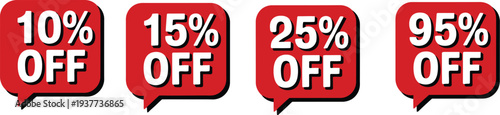 Discount label vector icons set with different percentage off