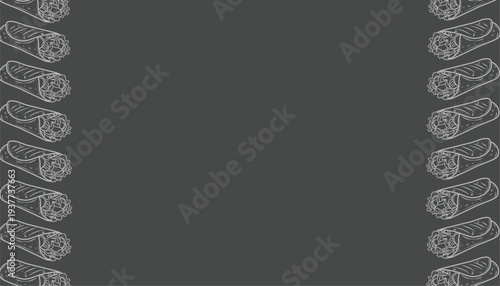 Shawarma background Pattern. Middle Eastern Wrap Food Doodle Background. Hand Drawn Shawarma Vector Illustration.