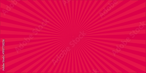 An abstract pink and red background illustration featuring a vibrant sunburst pattern with radial rays, bright light beams, and a purple star burst design for a colorful vector wallpaper backdrop