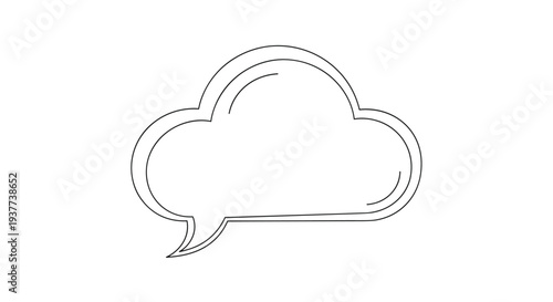 Simple line drawing of a cloud-shaped speech bubble with an inner border is shown as a blank comic element for dialogue or thoughts.