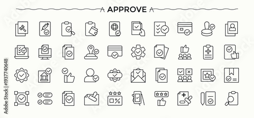 Approve vector line icon set. Related to check, mark, check marks sign, right, checkbox, checkmark, confirm and more. Editable stroke. Vector collection. Check Marks Sign icon set.