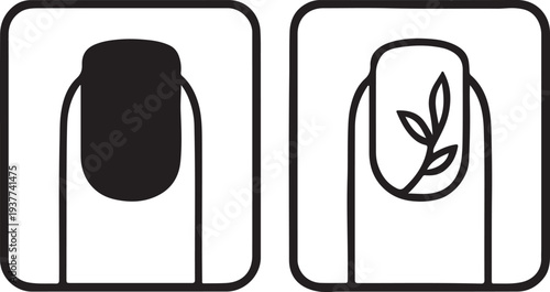  Square one nail color and one nail line art design vector art white background