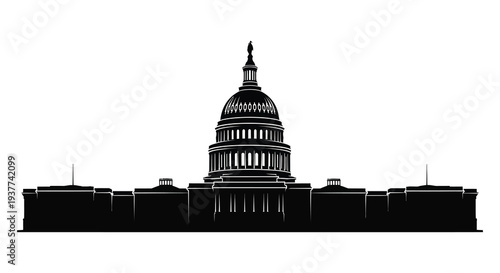 A striking black silhouette of the united states capitol building showcasing american architecture silhouette high quality professional detailed