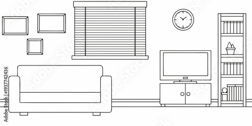 Minimalist living room interior with furniture and wall decor