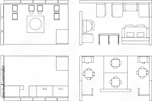 Architectural floor plan depicting a living space and kitchen layout