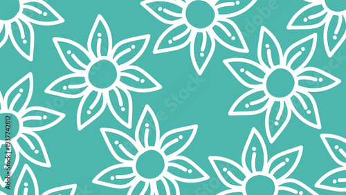 Seamless white floral pattern with hand-drawn flowers, perfect for backgrounds, textiles, and decorative design projects.