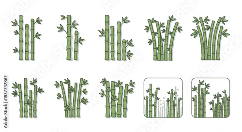 Bamboo Icon Set Vector Graphics.