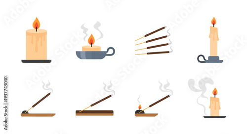 Candle and Matchstick Set Illustration.