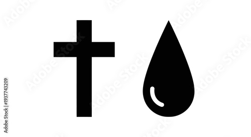 Christian Cross and Water Drop.