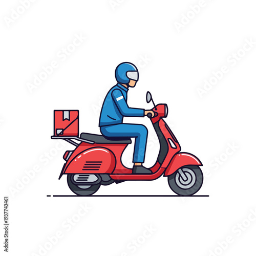 Delivery rider on red scooter with box