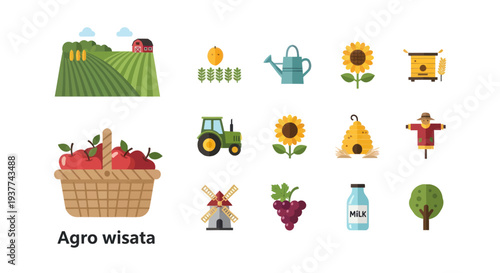 Agricultural Icons and Farming Elements.