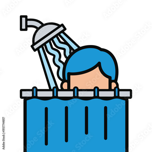 Person taking a refreshing shower in a bathtub at home