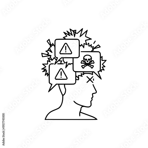 Cyberbullying and social abuse outline icon vector EPS10 isolated on white