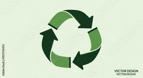 Green recycling symbol with arrows on light green background eco friendly vector design