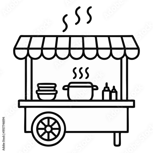 Traditional food stall icon - night market symbol