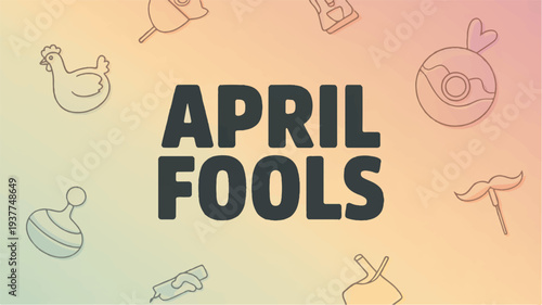 April fools' day celebration with humorous icons and colorful background playful prank concept