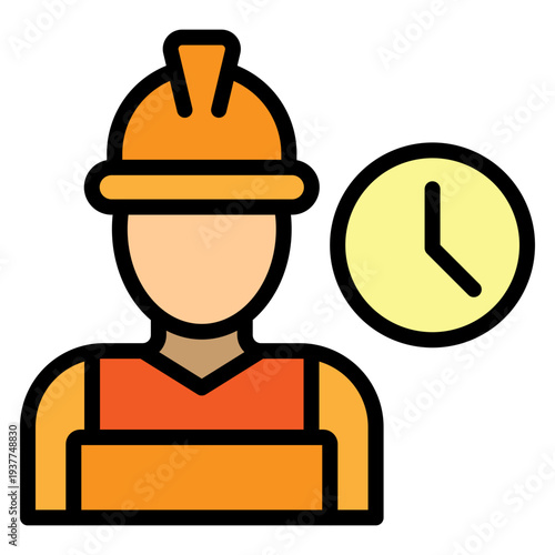 Overtime Vector Filled Icon Design