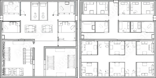 Architectural floor plan depicting multiple rooms and shared spaces