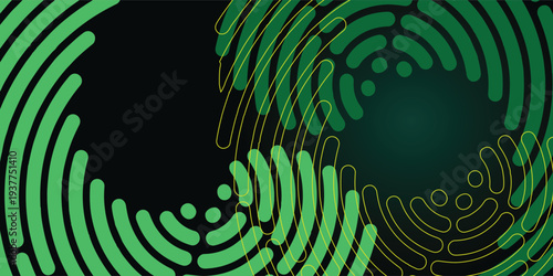 Abstract Green Fingerprint Pattern on Dark Background.