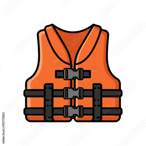 Orange life vest illustration for water safety and recreation purposes